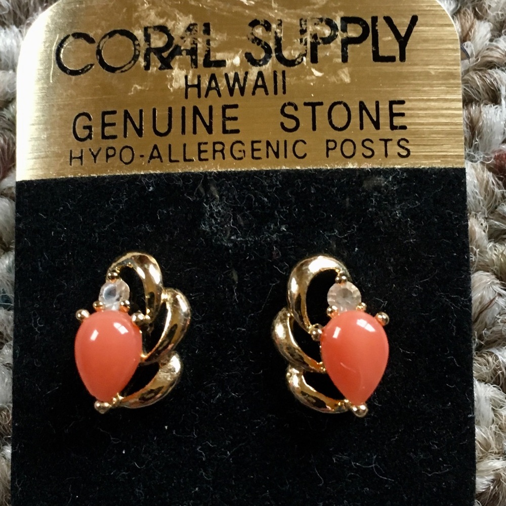 Coral stone post earrings